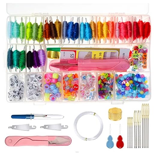 Acmerota Broderi tandtråd kit korsstygnssats, med 30 färger vänskapsarmband tandtråd och korsstygnsverktyg, med broderade trådnummer för spolar, vänskap armband strängmärke