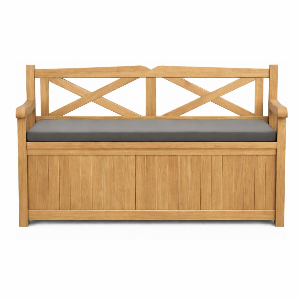 David & Amaya Garden Iceni & Eden Storage Bench Seat Pad Only – Outdoor Replacement Cushion Charcoal 128x50x5cm Durable Water-Resistant Removable Cover – Comfortable Patio & Swing Furniture Cushions