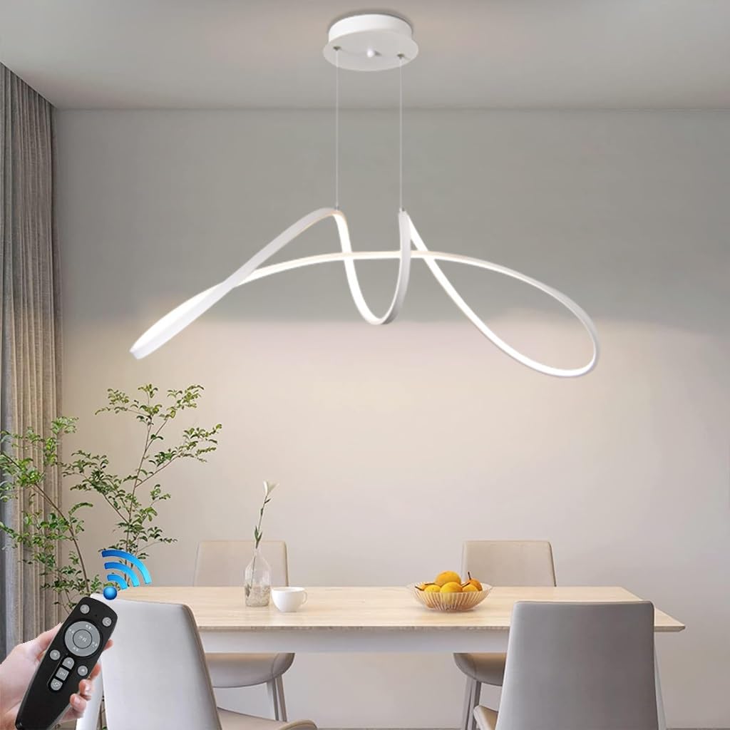 LYSDjia Modern dimmable lighting 52W chandelier with remote control LED Pendant Light dining table lamp height adjustable metal ceiling lamp suitable for hotel cafe restaurant kitchen living room (Co