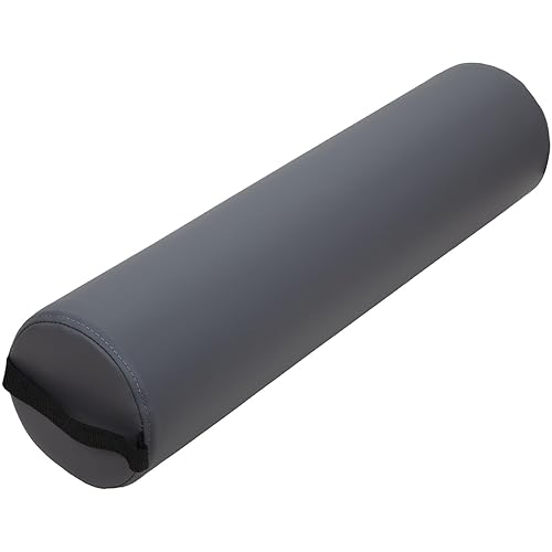 ForPro Almohada redonda completa, gris frío, resistente al aceite y a las manchas, para masaje y yoga, 6 pulgadas de largo x 26 pulgadas de largo
