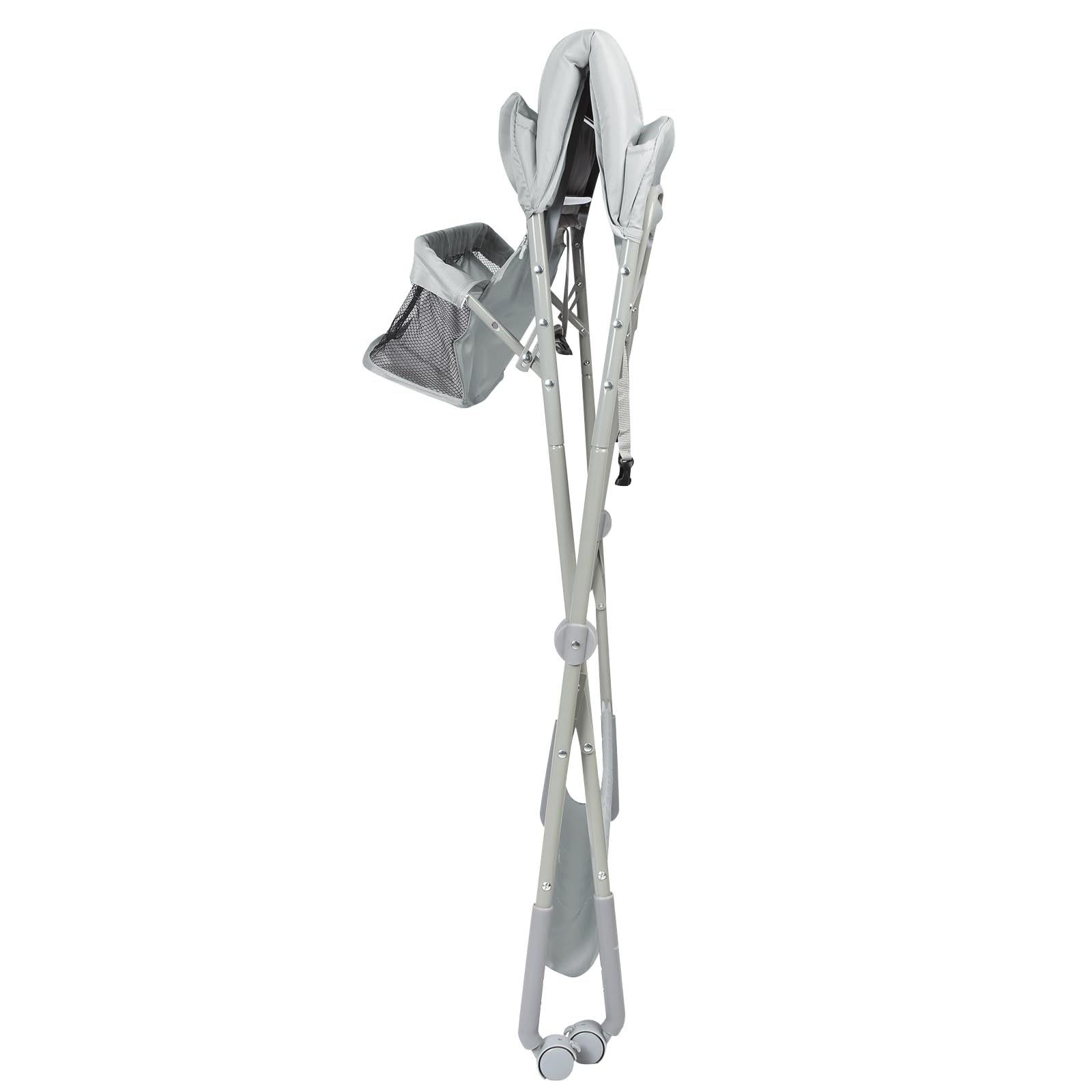 Table à langer pour bébé avec roues, station à langer pliante portable à hauteur réglable avec organiseur de pépinière et support de rangement pour nouveau-né et nourrisson-80 * 58 * 90 cm-gris clair