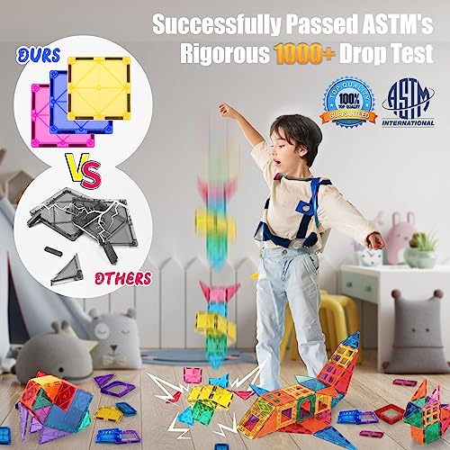 Urec Magnetic Tiles, Safe And Sturdy Magnet Tiles Magnetic Building Block Toys For Kids Ages 4-8, Stem Stacking Toys For Toddlers 3+, Preschool Sensory Learning Toys - Boys Girls Birthday Gifts #TOP1