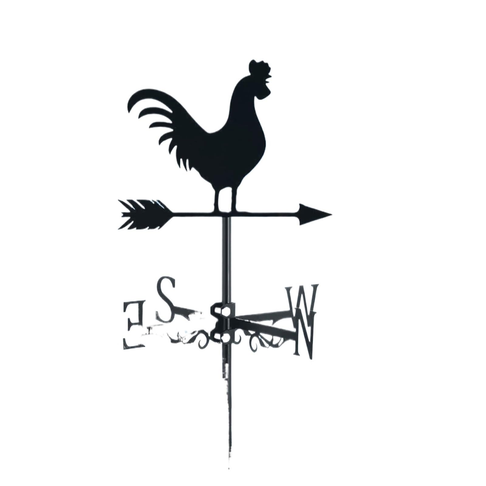 TAXXII Farmhouse Chickens Weather Vane Metal Weathervane Outdoor Roof Mount, Stainless Rooster Cockerel Decor Measuring Tools, Wind Direction Indicator for Yard Garden Architecture(Cocker