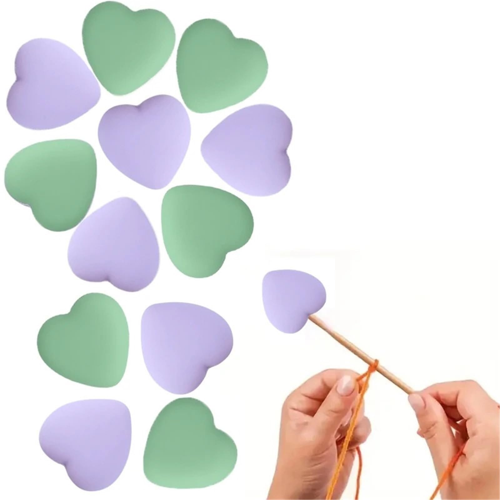 Knitting Needle Stoppers 60PCS Multicolor Heart Stitch Needle Tips Stoppers Silicone Knitting Needle End Caps Cute Knitting Needle Point Protectors(6)