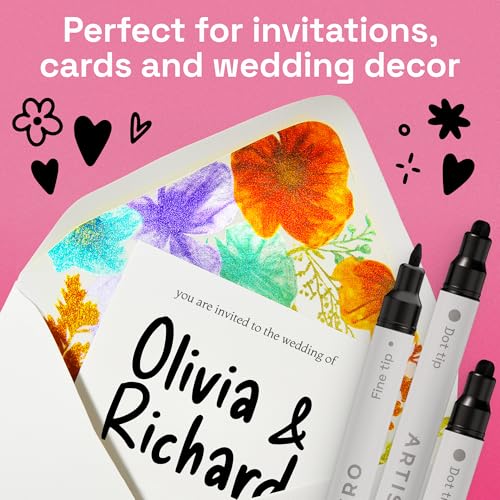 Image of ARTISTRO 12 Black Acrylic Paint Markers for Rock, Fabric, Wood, Glass, Eggs - Dual-Tip Paint Pens for Coloring Books for Adults, Teens, Kids - Art & Craft Supplies - Gift Idea - Easter Basket Stuffers