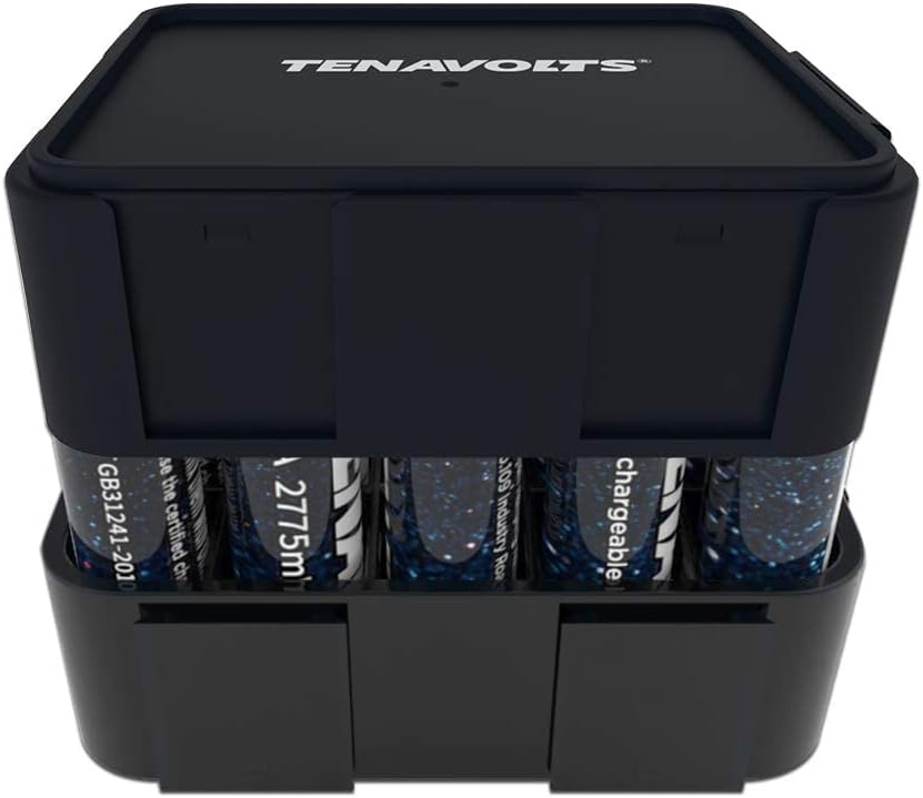 TENAVOLTS 1.5V AA Lithium Rechargeable Battery, 1.8h Fast Charge, Wall Charger, Constant Output at 1.5V, 2775 mWh, 20 Count with Charger