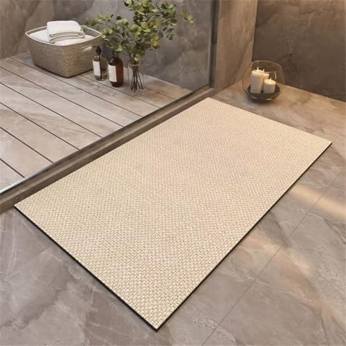 Tappeto Bagno Diatomite Pietra Super Assorbente, Asciugatura Rapida, Antiscivolo, Tappetino Doccia Moderno, Lavabile, Sottile, Tappeti Bagno Bath Mat Cucina Tappeto Ingresso 40x60cm Beige 3-223