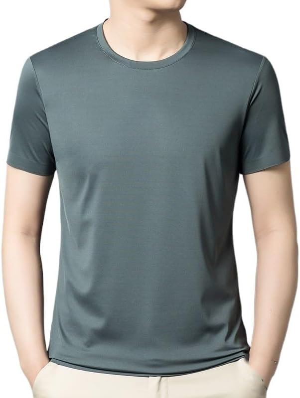 Premium Men's Undershirts White Cotton Crew T-Shirts Moisture Wicking Summer Tee Shirts Unisex Adult Short Sleeve