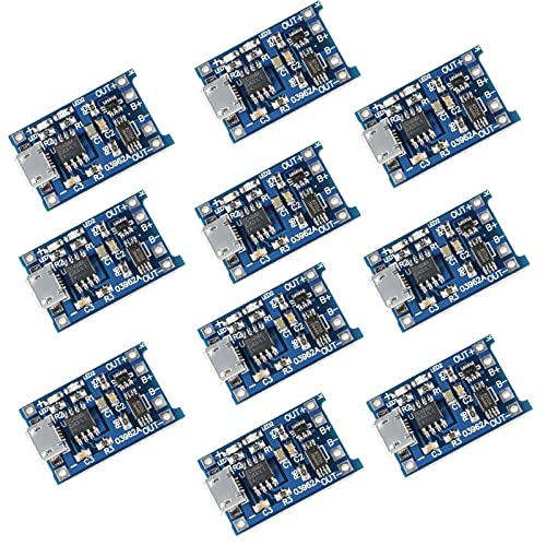 APKLVSR Módulo de Carga Tarjeta de Carga de Batería de Litio 5V Micro USB 1A Módulo de Cargador de Protección (10 Unidades)