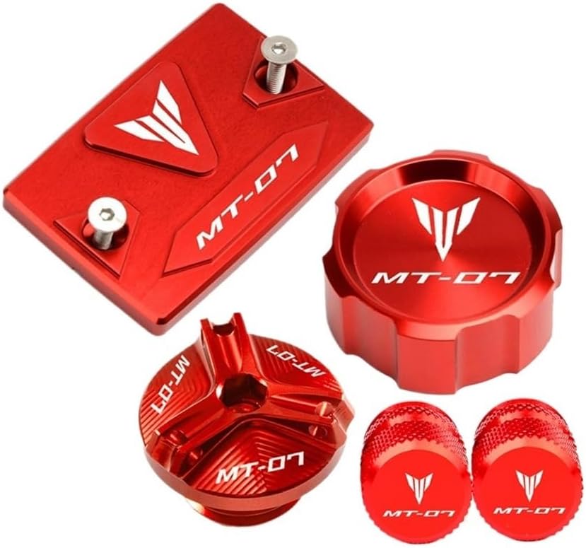 Guard Brake Fluid Reservoir for MT-07 MT07 MT 07 FZ07 2015-2024 2023 2022 2021 Front Rear Brake Fluid Reservoir Cover Oil Filler Cap Tire Valve Cap
