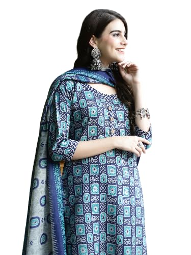 Pinkmint Womens Cotton Straight Printed Kurta Set with Dupatta l Womens Kurta Suit Set l Kurta with Pant Set Blue (B0D33LDVZV) Amazon Price History, Amazon Price Tracker