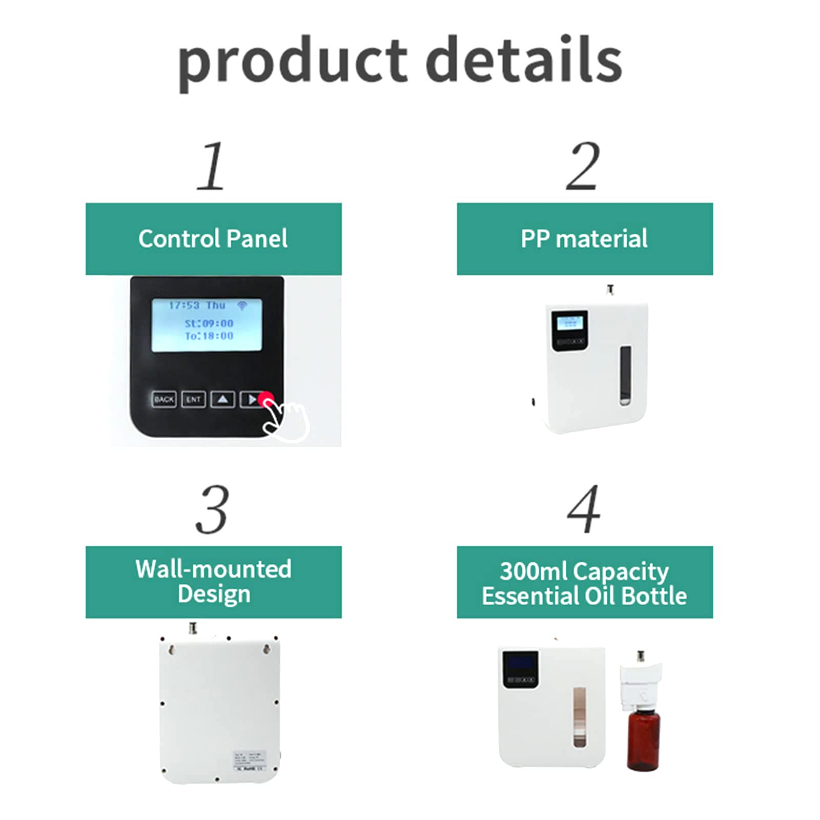 Difusor de aceite esencial, máquina difusora de aroma Bluetooth Wifi de 300 ml, con tecnología de difusión de aire frío, última tecnología de difusión de aire frío, para el hogar, la oficina, la habit