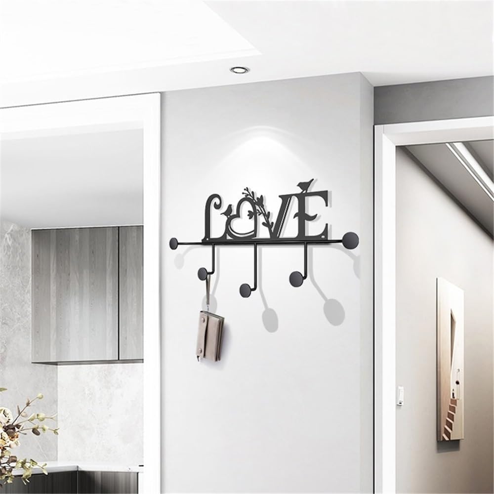 Kleiderhaken Schwarze Kleiderhaken zur Wandmontage, Hutablage aus Metall mit 5 Haken for Eingangsbereich, Badezimmer, Schlafzimmer an der Wand