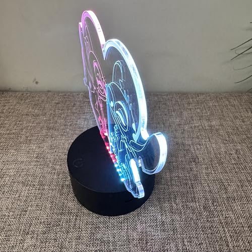 Lámpara de noche Stitch,3d de noche de puntada Ilusión, Lilo y Stitch Lámpara de ambiente inteligente LED de 7 colores para la cama, regalo de cumpleaños, regalo de Navidad.