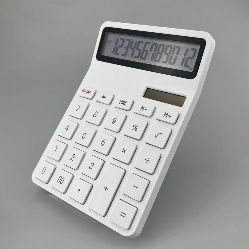 Solar Calculator Desktop Calculator LCD Display Sensitive Buttons Dual Solar Accounting Calculator Power and Battery Standard Function For Office Home School Big Button Accounting Calculator(White)