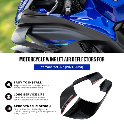 Image of MANCANL Motorcycle Winglet Fairings for Yamaha YZF-R7 (2021-2024) - Spoiler Wing for Motorcycle Lightweight, Durable ABS Plastic, Easy Install (Bright Black)