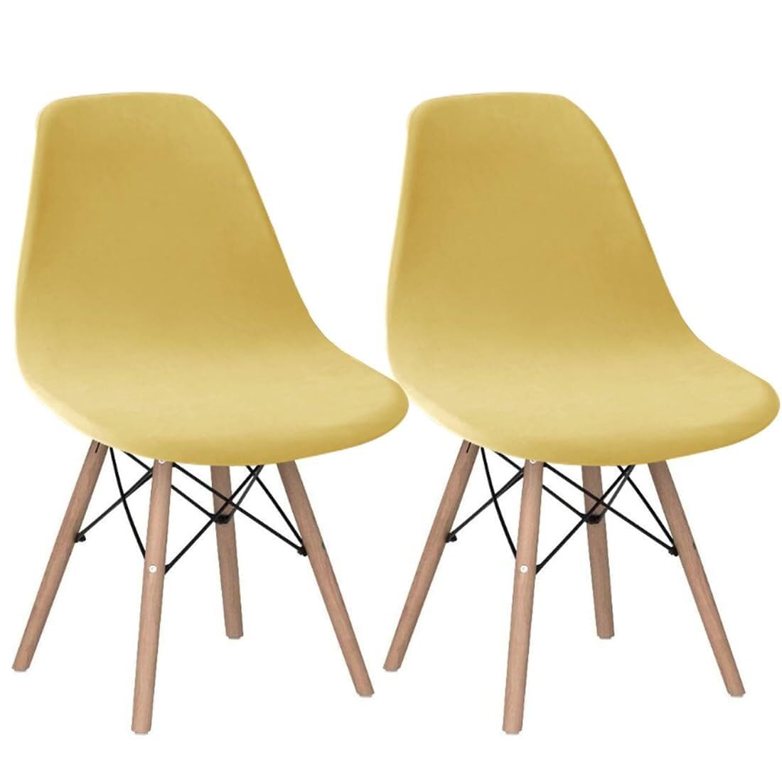 BUAOGDVG Velvet Scandinavian Chair Cover Set of 2 Stretch Dining Room Chair Covers Washable Scandinavian Chair Protector Cover for Kitchen Home Hotel(Jaune Clair,Lot de 2)