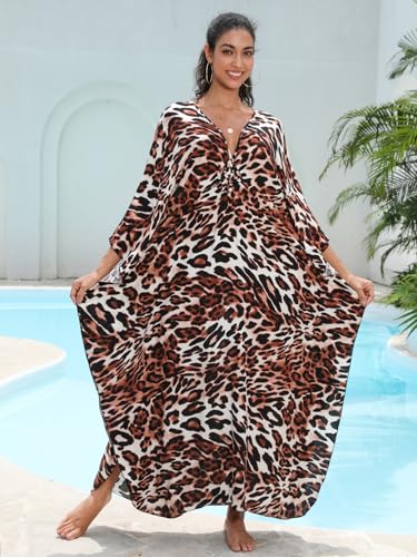 Image of KEYLORTING Plus Size Kaftan Dress Women, African Moo Moo Print Caftan, Batwing Dress, Beach Cover Up for Party and Loungewear