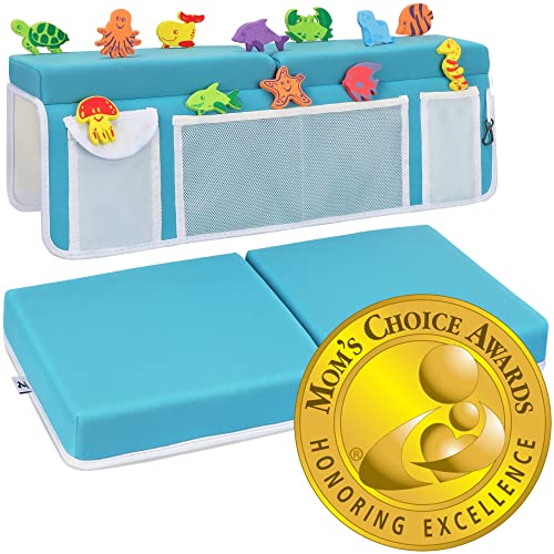 Image of Supa Ant Baby Bath Kneeler and Elbow Rest Pad –Mom’s Choice Award Winner –US-Designed Extra Thick Bathtub Kneeling Pad with 8 Suction Cups, 5-Pocket Organizer, Non-Slip, Cushioned, Durable (Blue)