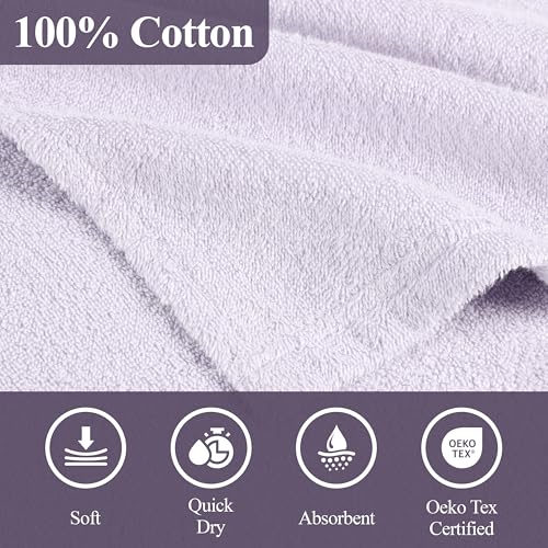 Image of Superior Kids Cotton Terry Poncho, Soft, Absorbent Bath Towel with Hood, Bathroom Accessories, Long, Plush Bathrobes for Bath, Shower, Spa, Resort, Hotel, Beach, Pool, Boy, Girl, Small /Medium, Lilac