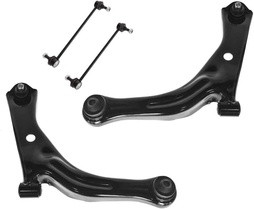 TRQ 4 Piece Suspension Kit Front Lower Control Arms w/Ball Joints Sway Bar End Link Compatible with 2001-2004 Ford Escape Mazda Tribute