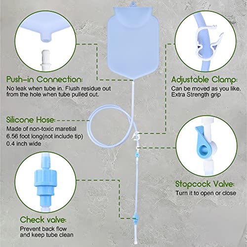 Image of TopQuaFocus 2Qt Silicone Enema Kit for Colon Cleaning, Reusable Home Coffee Enema Bag - 6.5ft Long Tube Clear Colon Cleanse Enemas Bag for Women & Man