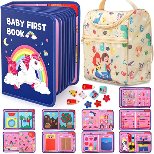 Image of Fedonak 20 in 1 Montessori-Toys Busy Board for Toddlers 1-3, Busy Book for 1 2 3 Year Old Boy Girls Birthday Gift, Preschool Learning Activities Toy, Educational Sensory Toys for Kids Ages 2-4
