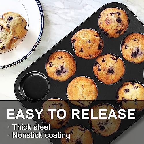 Zestaw nieprzywierających patelni do muffinek – 7 cm patelnie do pieczenia idealnych ciast księżycowych, ciasteczek, budyniu Yorkshire, mini hamburgerów i nie tylko, idealne do łatwego pieczenia i