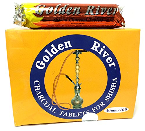 Golden River 4 x 10 rollos de carbón para shisha 400 pastillas de 40 mm, autoencendido
