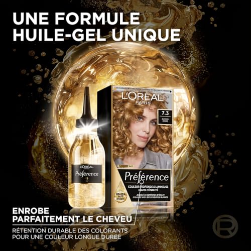 Coloration Permanente 7.3 Floride Blond Doré Brillance Haute Intensité Préférence 'oreal Paris La Boîte - vue 6