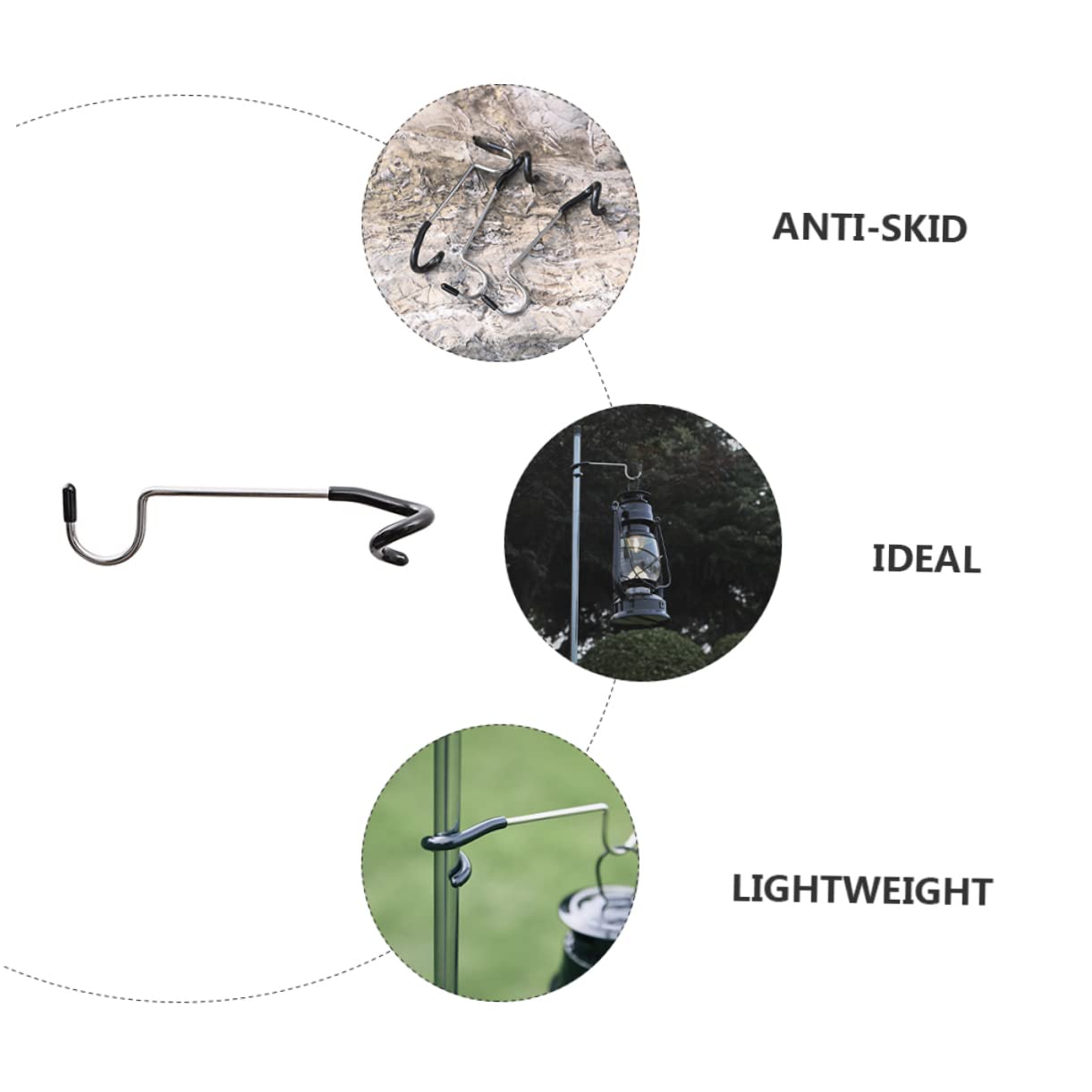 Abaodam 4Pcs Camping Light Hooks Durable Outdoor Gadget for Lanterns Easy Install Pole Hangers Lightweight and Portable for Camping Glamping and Outdoor