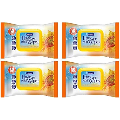 30 x Hayfever & Allergy Relief Wipes for Hand & Face Traps Pollen Dust Dirt Pet Allergy Wet Hay Fever Wipes (120 Wipes (4 Packet)) Cover