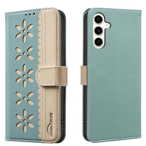 nincyee Funda para Samsung Galaxy A34 5G, diseño clásico de flores pequeñas, de piel de primera calidad, con función atril y cierre magnético