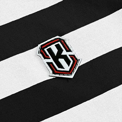 KUYIGO Camiseta de Manga Larga a Rayas de algodón clásico Cuello Redondo para Hombre, En Blanco Y Negro, 50