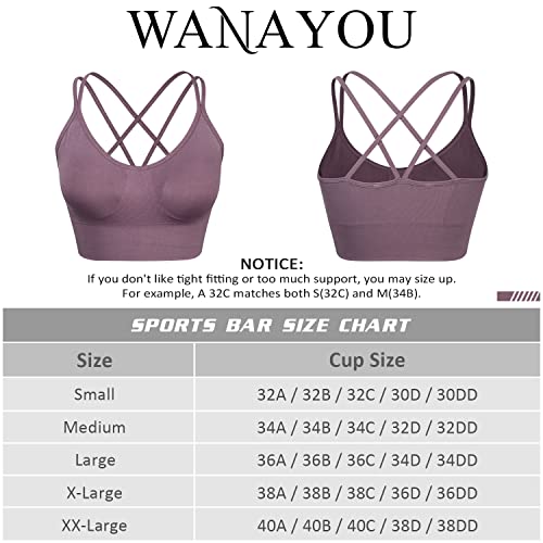 Wanayou Cross Back Sports Bras For Women Criss-Cross Back Padded Strappy Yoga Bra With Removable Cup Medium Support Workout Bras 3 Pack (3 Pack(Black+White+Purple), Medium) #TOP5