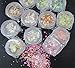 LuckForever 12 Jar Chunky Glitters Sequins Iridescent Champagne Pink Gold Hexagon & Powder Glitter Flakes Nail Art Decorations Makeup Body Craft Glitter Accessories