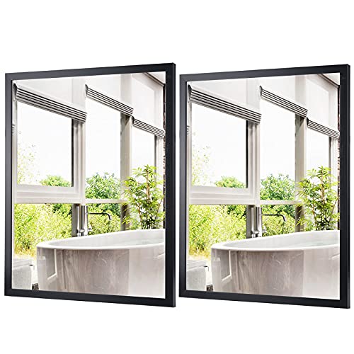 CRUGLA 2 Packs 16x20 Rectangle Wall Mirrors Black Hanging Mirror
