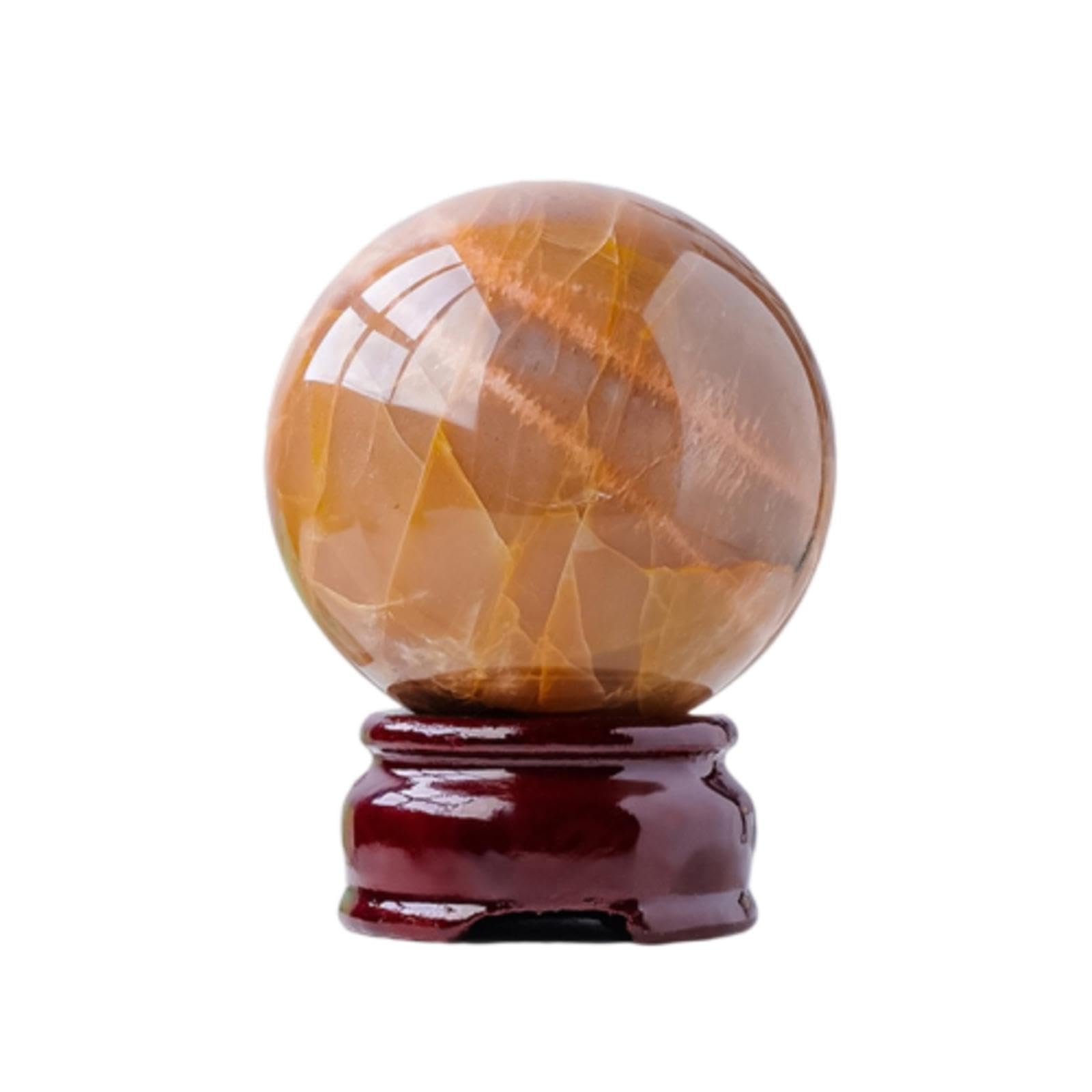 PKNVKZIDK Orange Moonstone Crystal Ball Sunstone Rough Stone Polished Home Decoration Ornaments,60~65mm