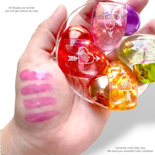 Image of Komoko Moisturizing And Hydrating Cute Heart Shaped Lip Gloss Tint For Women /Girls | Long Lasting & Easy to Use | Nourishing Natural Lips & Cheek Tint (Pack of 3)