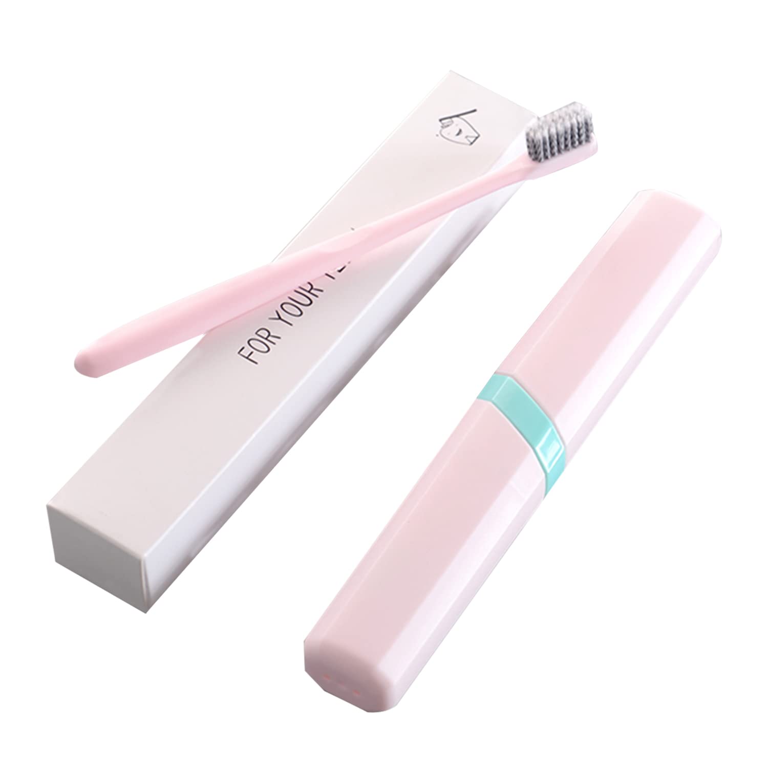 Etravel Toothbrush with Cover Case, Compact Design, Protection from Germs, Travel Friendly, BPA Free Plastic, Portable Breathable Toothbrush Storage Box for Camping, Business Trip (Pink Colour)