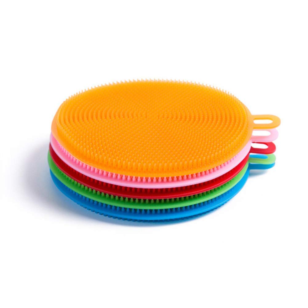 Perfect Pricee Scrub Soft Silicone Round Cleaning Dish Washing Bowl Brush Non-Scratch for Household Kitchen Cleaner Tools Easy Remove Grease (Multicolour-Pack of 4)