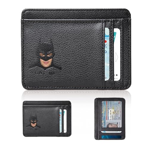 Leather Bat Wallet for Men and Women Personalized Wallet Design with Cut-out Face Slim Pocket Bat ID Wallet for Quick Access Multiple Card Slots and Cash Compartments the Best Gift for Holiday