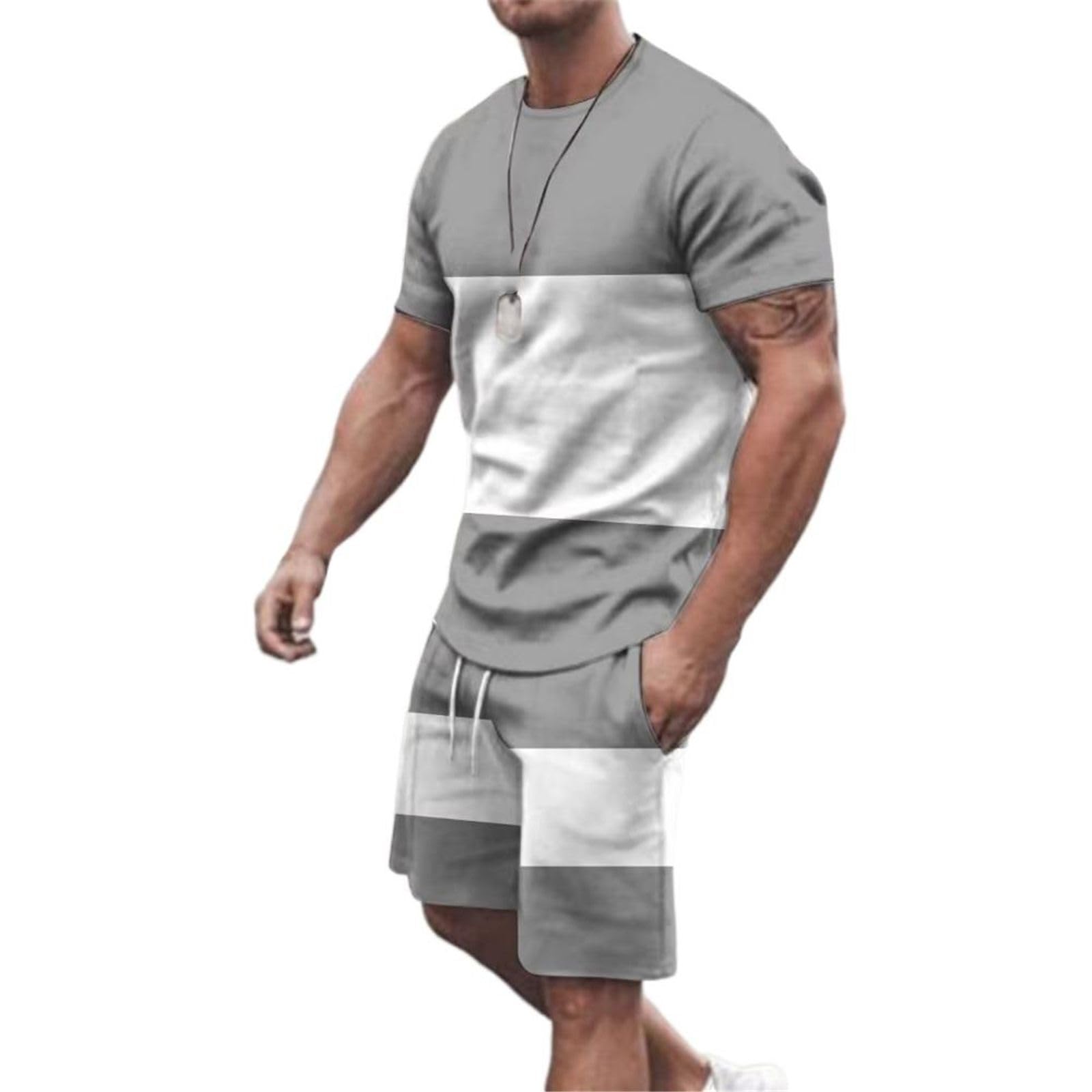 Set da uomo fitness traspirante, maglietta casual e pantaloncini estate
