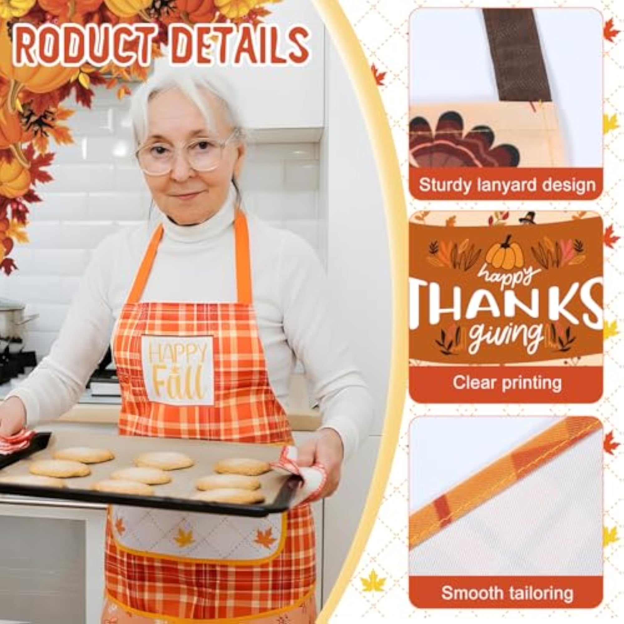 Thanksgiving Fall Scalloped Apron for Women, Autumn Kitchen