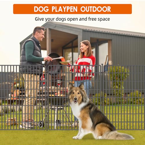 Image of 10 Panels No Dig Fence, 32 in(H) X 24 ft(L) Garden Decorative Fence Animal Barrier for Dogs, Rustproof Metal Garden Edging Border for Outdoor, Yard, Patio, Black
