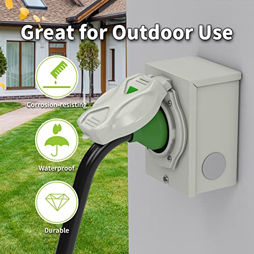 Pre-Drilling 30 Amp Generator Power Inlet Box RVMATE, NEMA L14-30P 125/250V 3750/7500W Power Inlet Box, Waterproof for Outdoor Use
