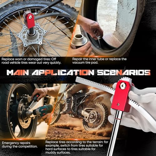 Image of Dirt Bike Tire Changing Tool Kit Complete Package for Motocross, Enduro, Dirt Bikes 16 inch to 21 inch Wheels, Includes 15 /17 /20 /25mm Axles, Colorful