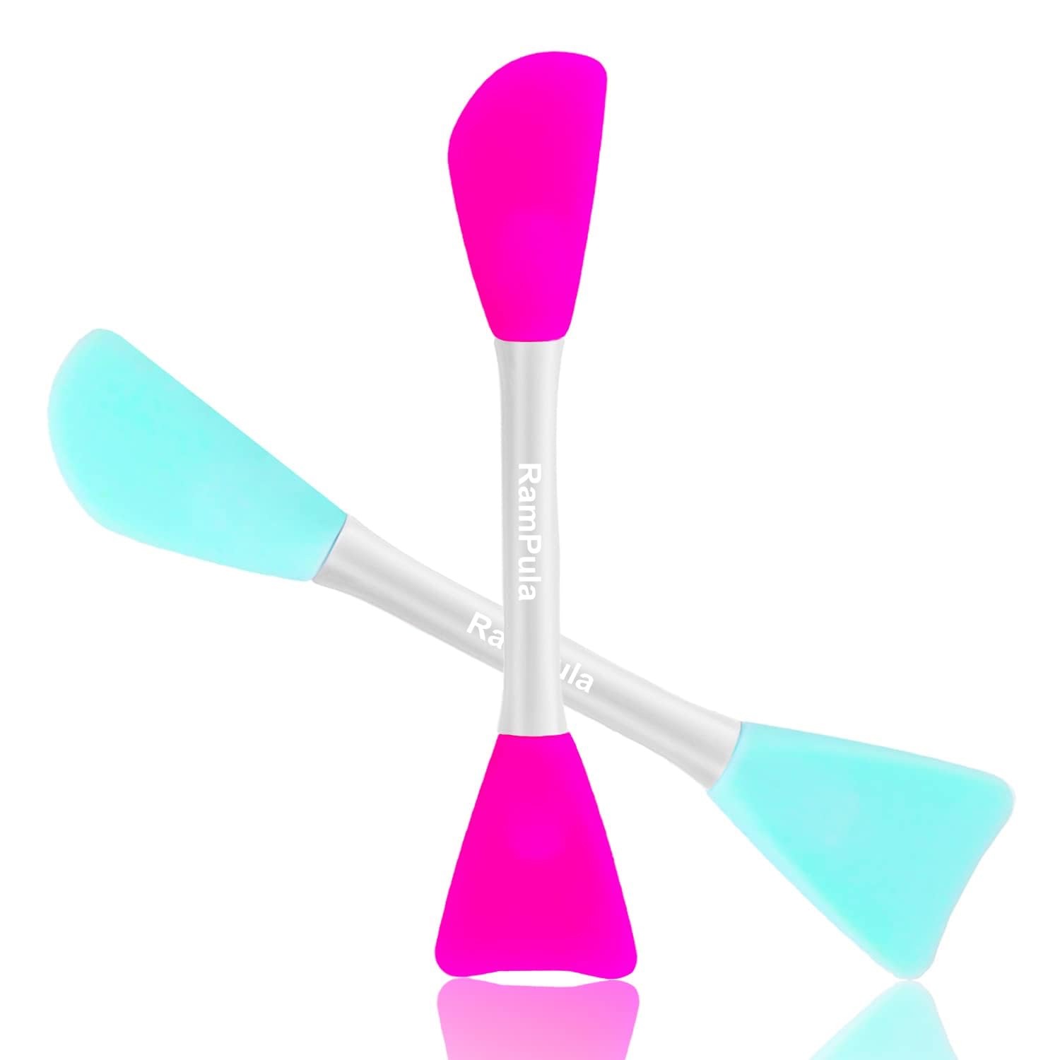 RamPula Makeup Silicone Facial Mask Applicator Brush Face Mud Cream,Clay Mask,DIY,Modeling Mask Brushes DIY Mud Mixing Spatula Double-end Handheld Scoop Skin Care Make up Foundation Gel Cosmetic Tool