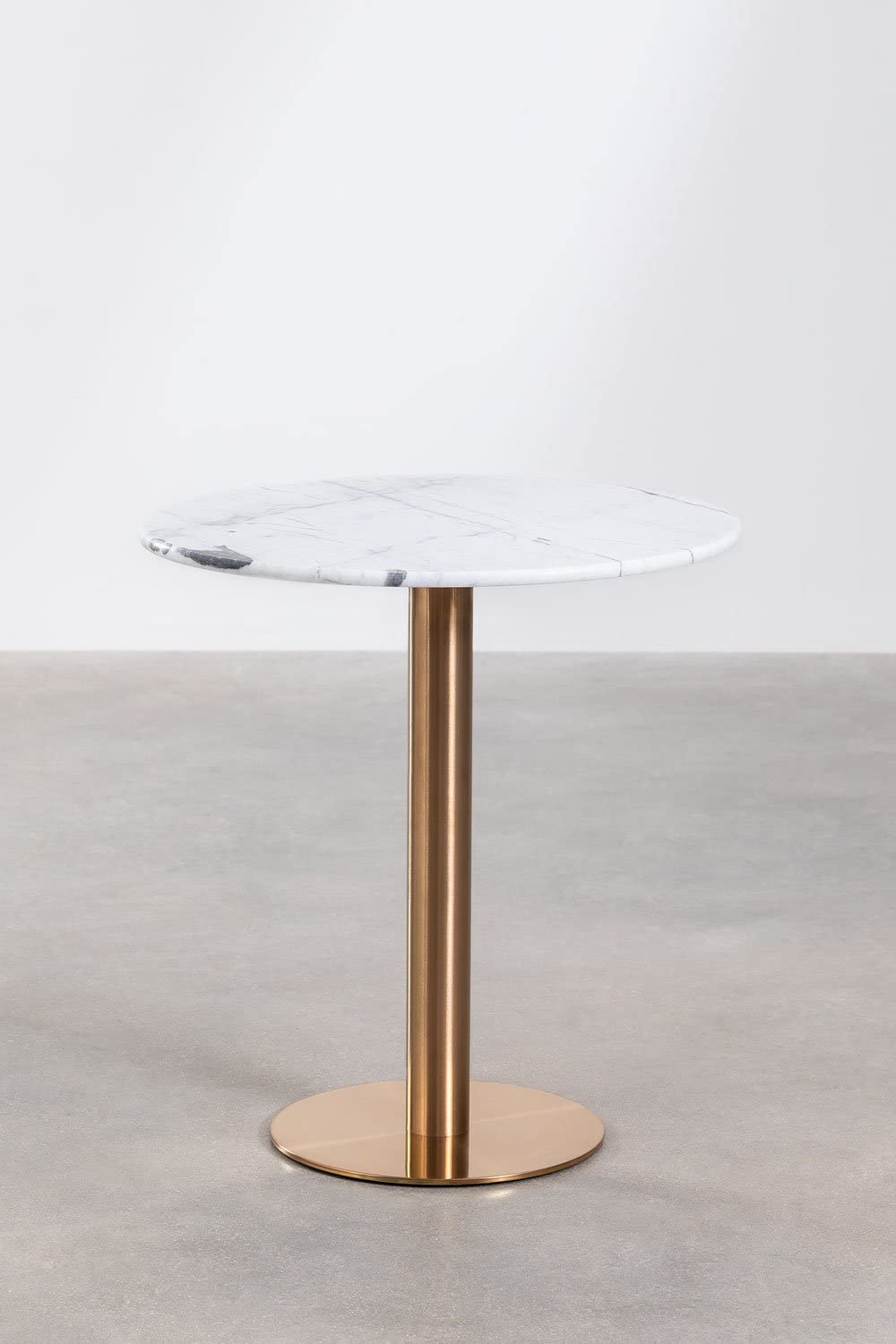 SKLUM Table de Bar Ronde en Marbre Chack Métallisé Or Rose Ø70 cm