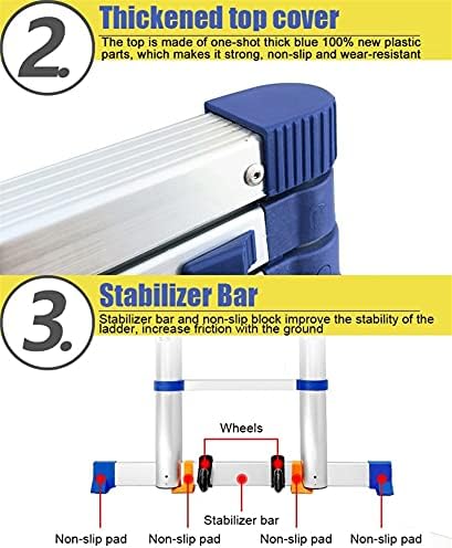 Aluminum Telescoping Extension Ladder with Detachable Hook, 19FT Folding Ladder for RV, Roof, Rooftop Tent, Attic - 330LB Capacity, Lightweight & Durable